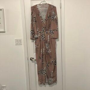 Dusty rose floral maxi dress with tulip-ish skirt